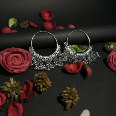Oxidized Silver Traditional Baliya Earrings