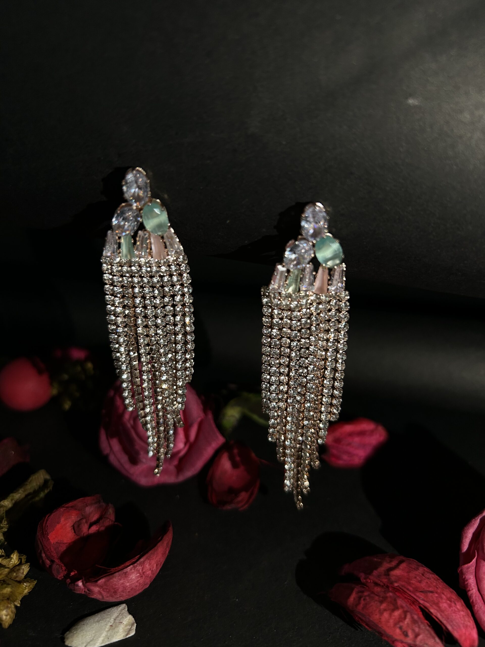 Luxury Cascading Rhinestone Tassel Dangler Earrings