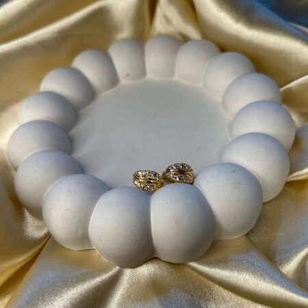 Elegant Pave AD Gold Huggie Hoops