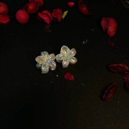 Opal Iridescent Flower Claw Clip Pair